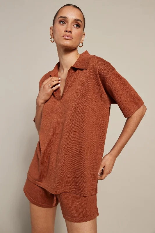 Isla Knit Polo (Ginger)