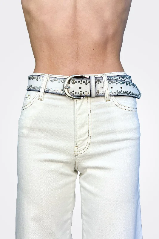Border Studded Belt - White