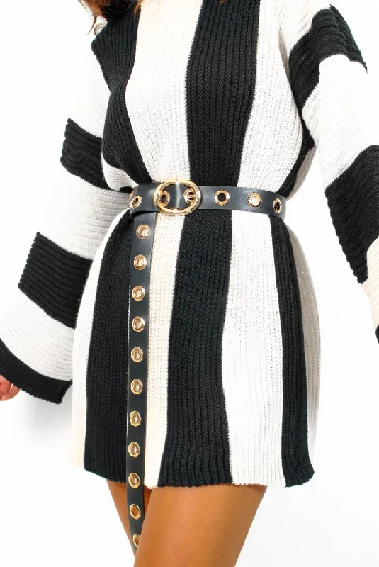 Punk Vibes - Black Gold Eyelet Belt