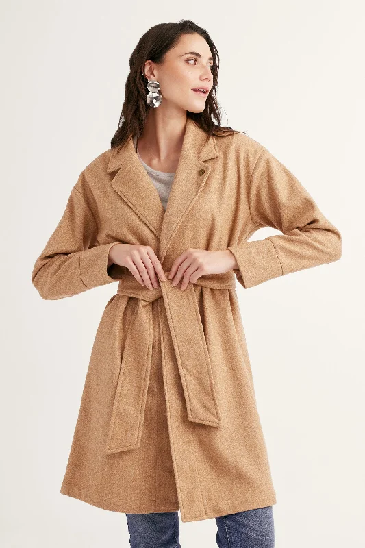 Veston avec ceinture en tricot jacquard - Femme