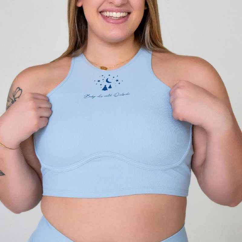 BASIC SNOWY SKY-HIGH NECK CROP TOP BRA