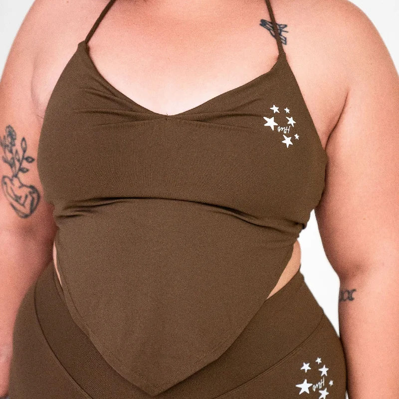 BROWN- ROCKSTAR- BRA TOP